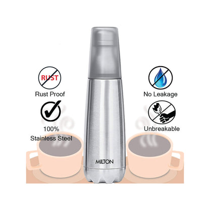 Milton Vertex 750 Vacuum Insulated Thermosteel Water Bottle/Flask | 25 oz | 750 ml | 24 hours Hot & Cold, 18/8 Stainless Steel, BPA Free, Food Grade, Leak-Proof | Silver