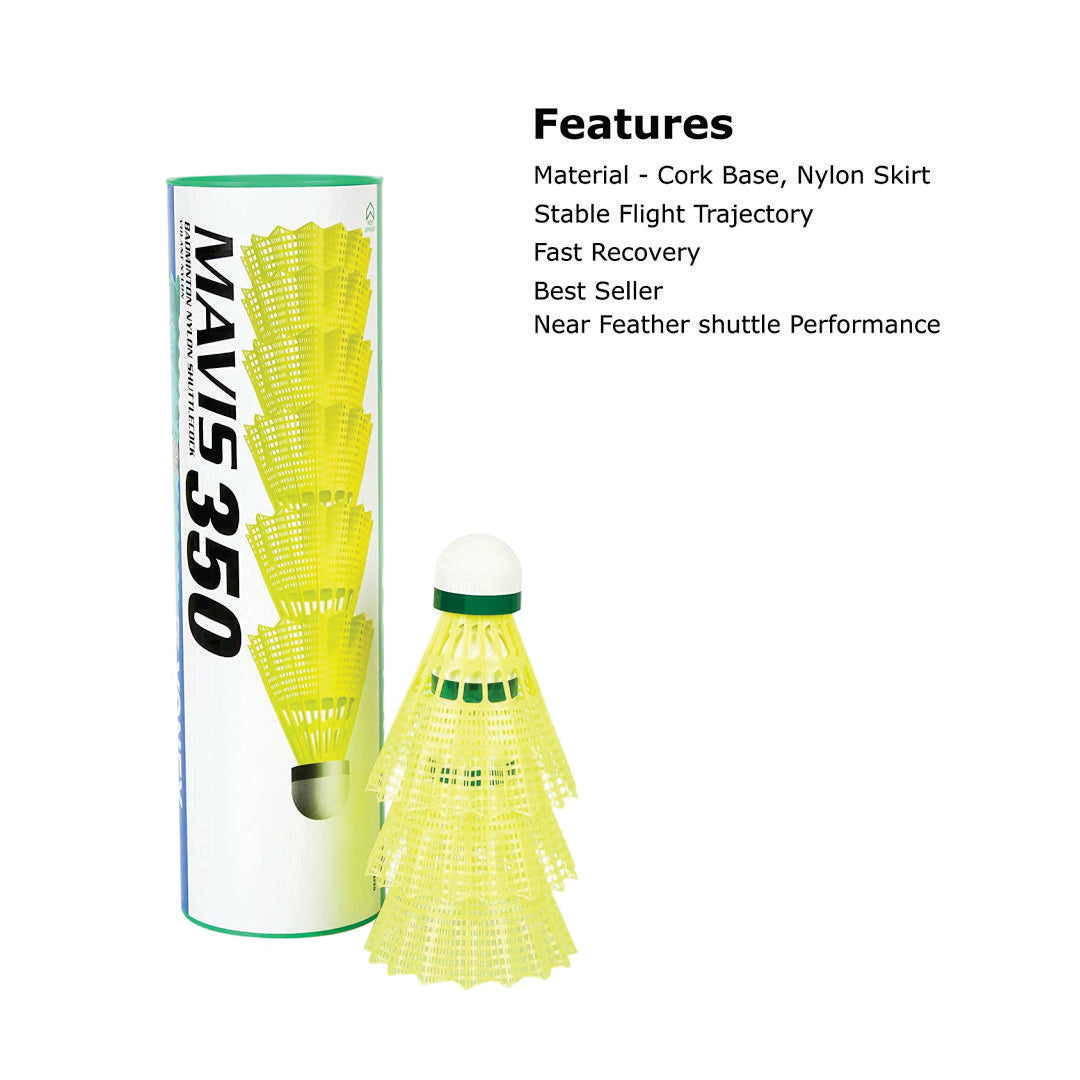 Yonex Mavis 350 Green Cap Nylon Shuttlecock (Yellow)