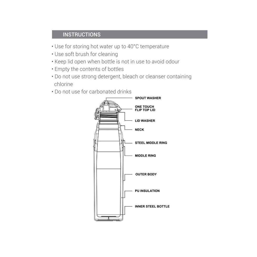 Milton Kool Stunner 1000 Insulated School Kids Bottle with Inner Steel, 810 ml, Red