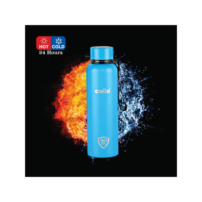 Cello Duro Tuff Steel Series- Kent Double Walled Stainless Steel Water Bottle with Durable DTP Coating