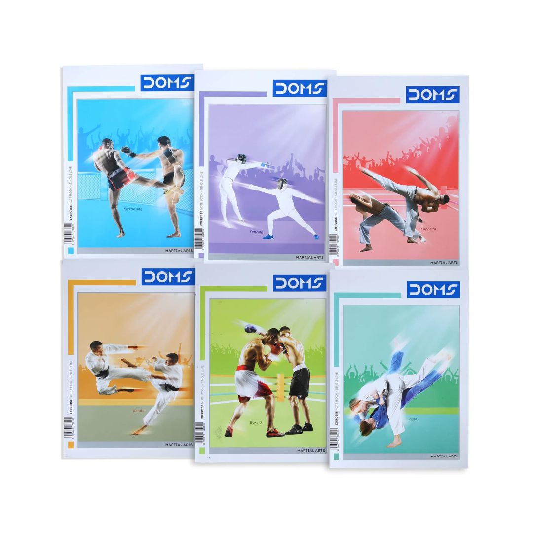 Doms Single Line Notebook - Martial Arts Series (57 GSM, Assorted)