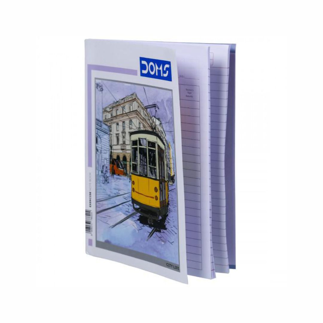 Doms Single Line Notebook - City Life Series (57 GSM, Assorted)