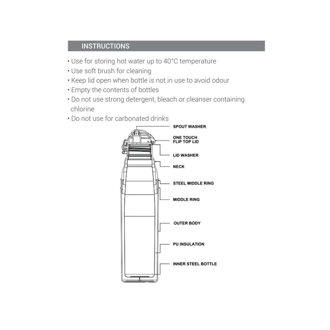 MILTON Kool Stunner 1000 Insulated Inner Steel Water Bottle for Kids, 810 ml, Blue