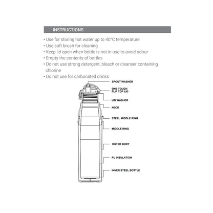 MILTON Kool Stunner 1000 Insulated Inner Steel Water Bottle for Kids, 810 ml, Blue