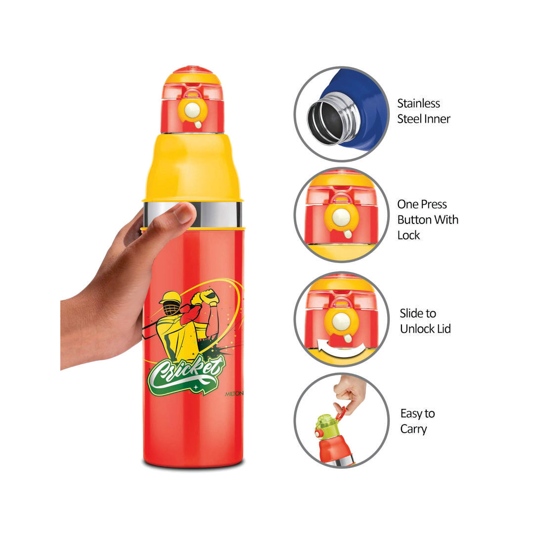 Milton Kool Stunner 1000 Insulated School Kids Bottle with Inner Steel, 810 ml, Red