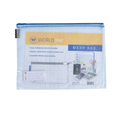 Worldone Mesh Pencil Pouch Transparent (Blue)