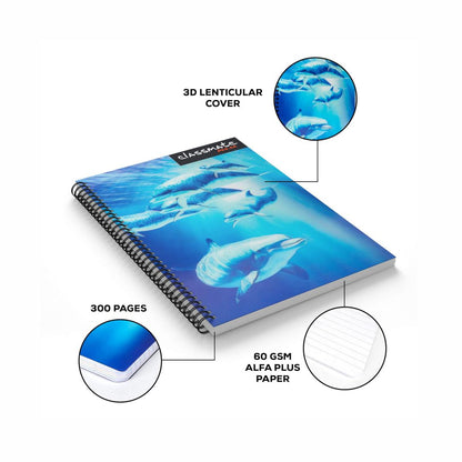 Classmate Single Line Pulse 3D Spiral Notebook (Assorted, 300 Pages)