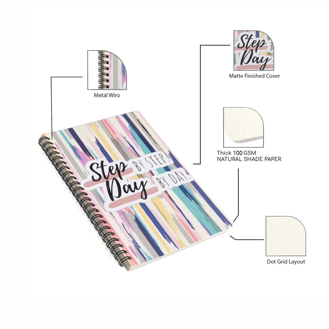 Papboo Handy step by step  spiral wiro Notebook Set (A5, Assorted, 120pages)