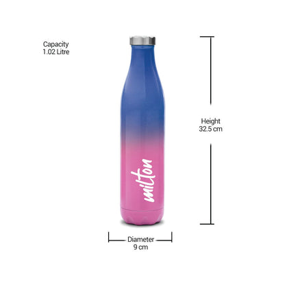 Milton Prudent 1100 Thermosteel 24 Hours Hot and Cold Water Bottle, 1023 ml, Pink Blue