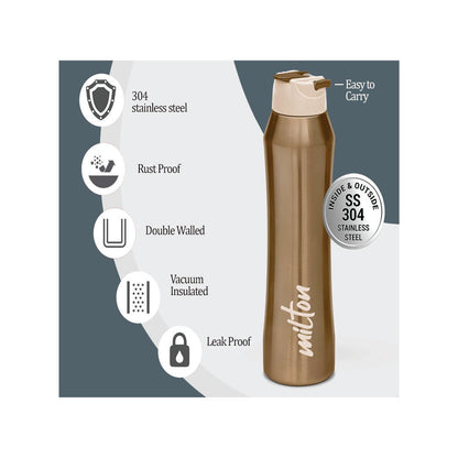 Milton Stark 900 Thermosteel 24 Hours Hot or Cold Water Bottle, 790 ml, Brown