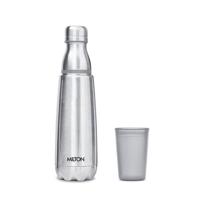 Milton Vertex 750 Vacuum Insulated Thermosteel Water Bottle/Flask | 25 oz | 750 ml | 24 hours Hot & Cold, 18/8 Stainless Steel, BPA Free, Food Grade, Leak-Proof | Silver