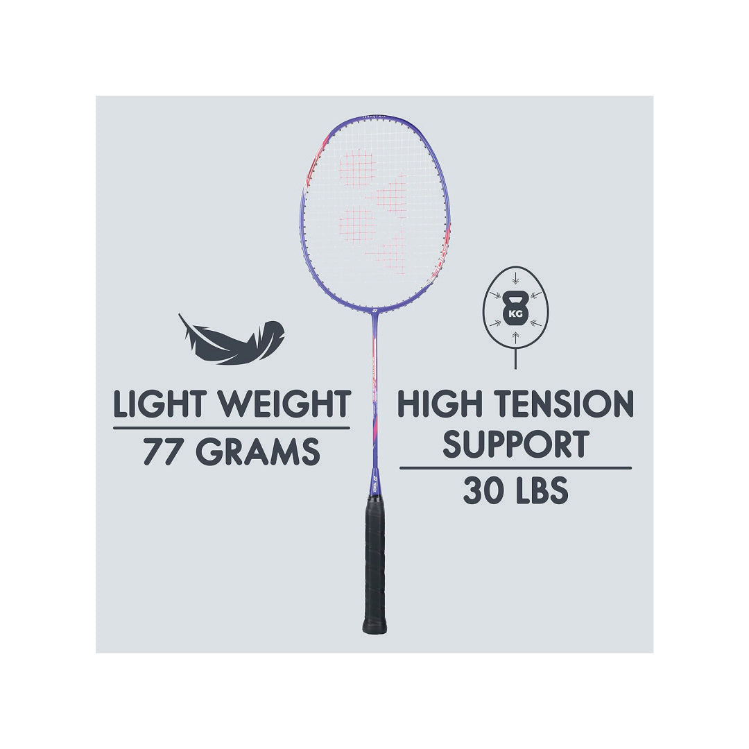 YONEX Voltric Lite 25i Graphite Strung Badminton Racket with Full Racket Cover (Blue) | for Intermediate Players | 77 Grams | Maximum String Tension - 30lbs