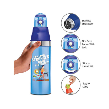 MILTON Kool Stunner 1000 Insulated Inner Steel Water Bottle for Kids, 810 ml, Blue