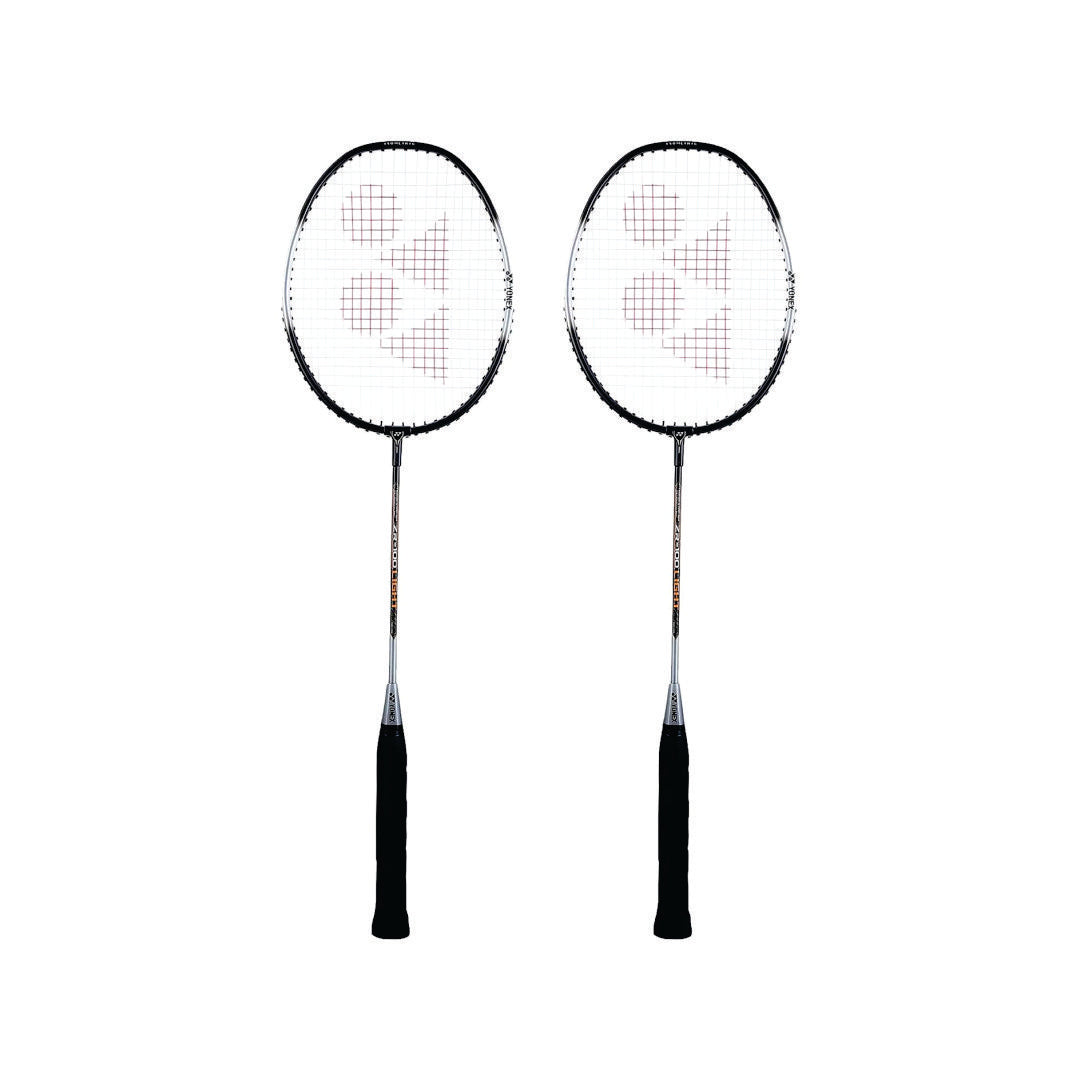 YONEX ZR 100 Light Aluminium Badminton Racquet with Full Cover (Black/Red) - Set of 2