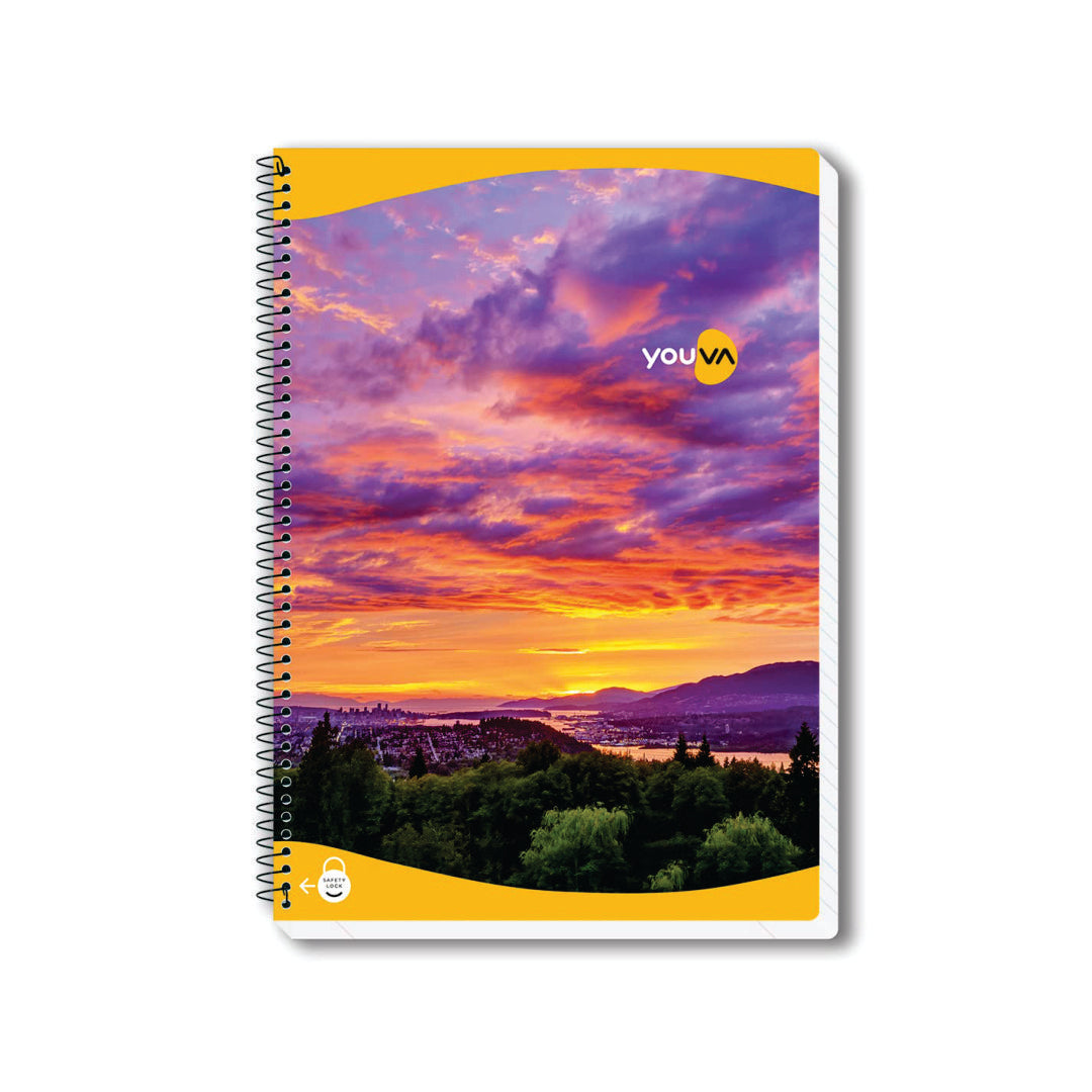 Navneet Single Line Youva Spiral Bound Notebook (A4, Assorted, 400 Pages)