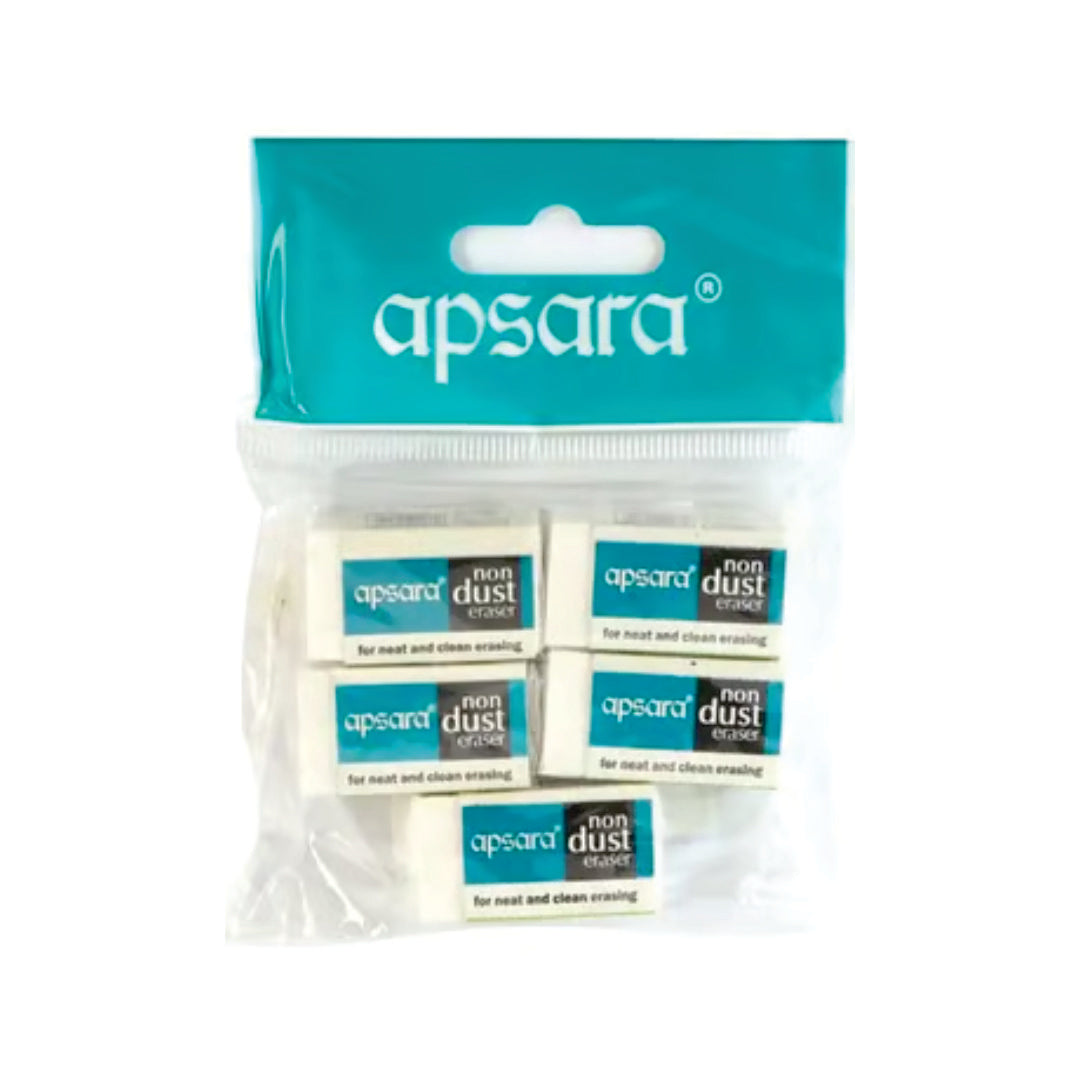 Apsara non - dust Eraser (White) Pack of 5