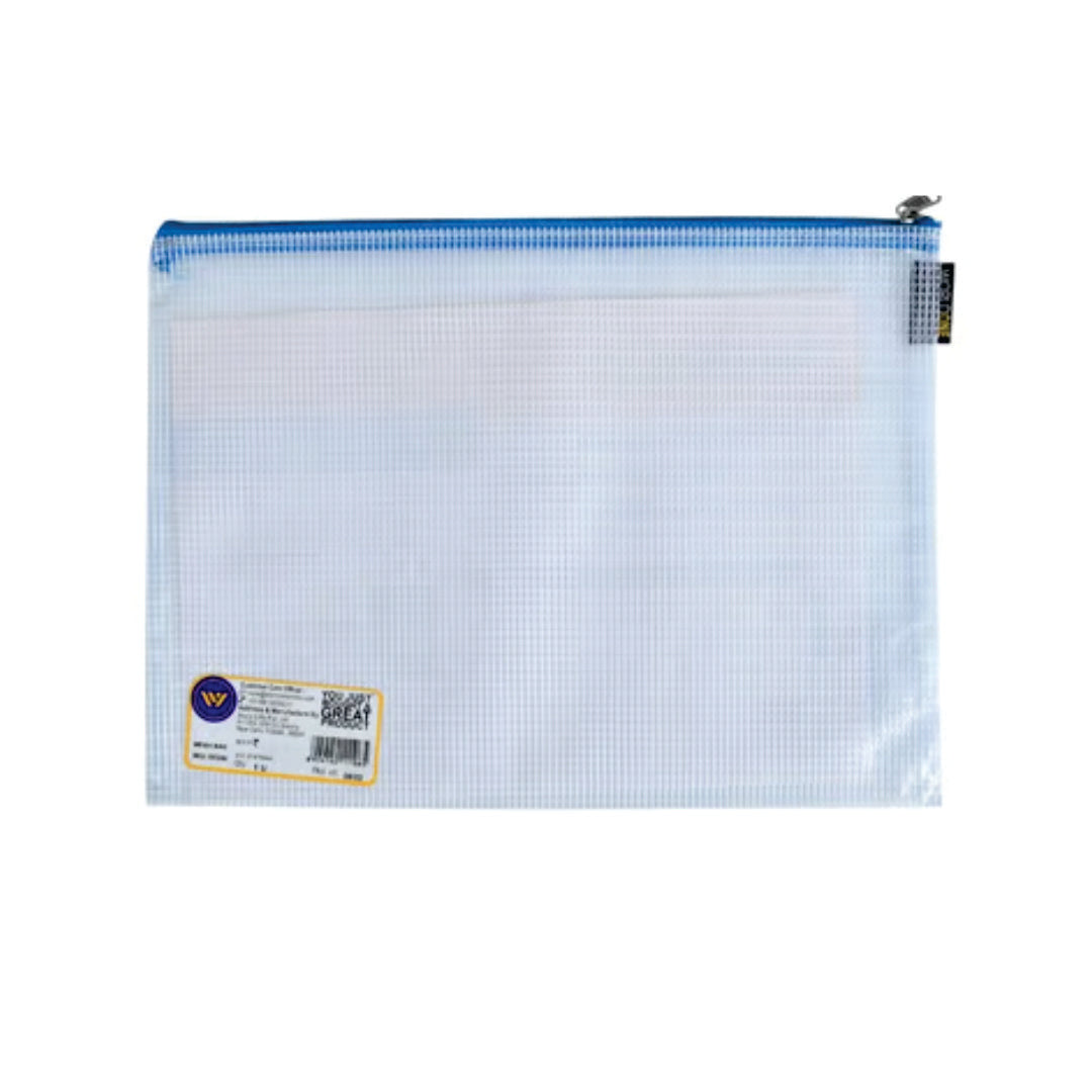 Worldone Mesh Pencil Pouch Transparent (Blue)