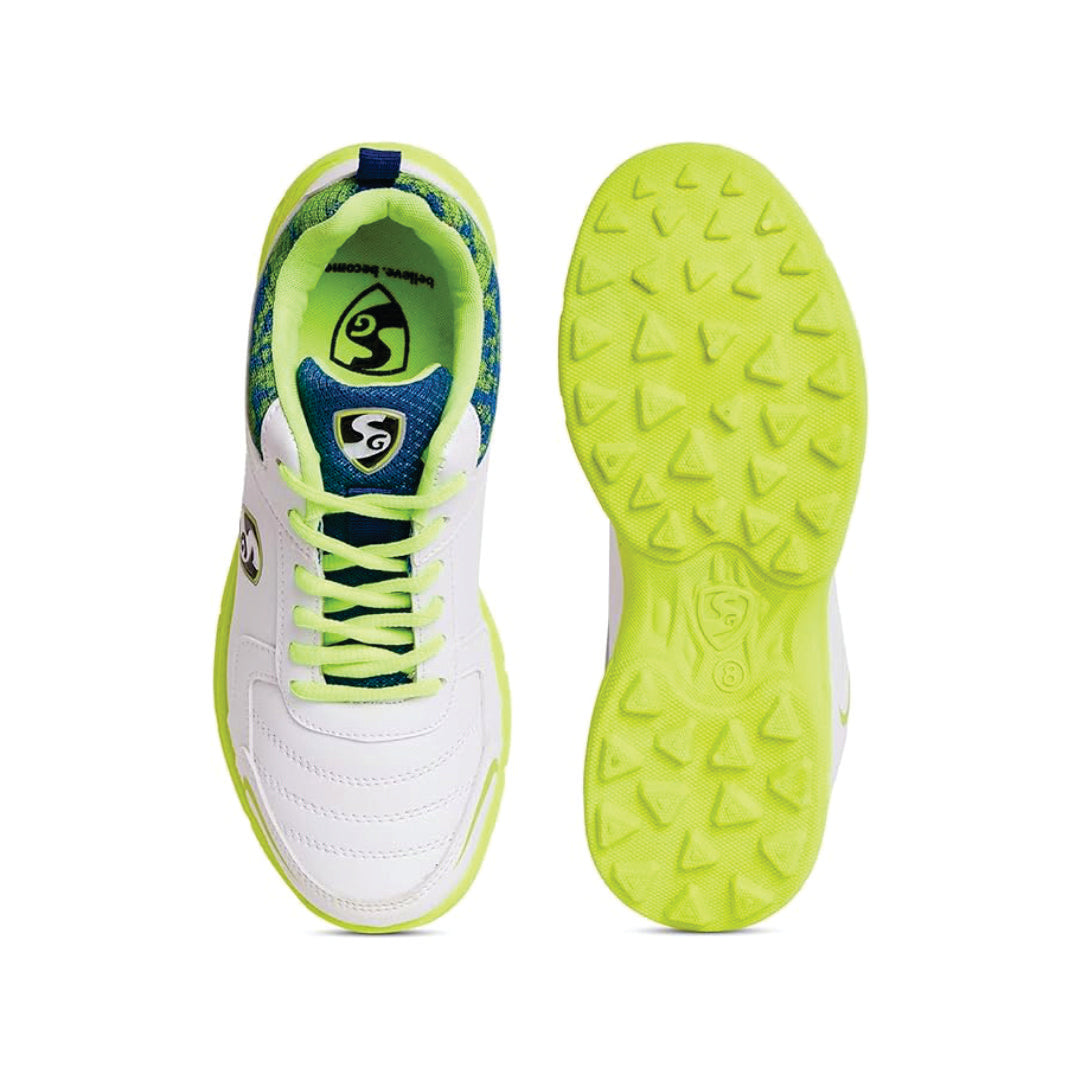 SG Mens Bouncer 2.0 White/Royal Blue/Lime Cricket Shoe